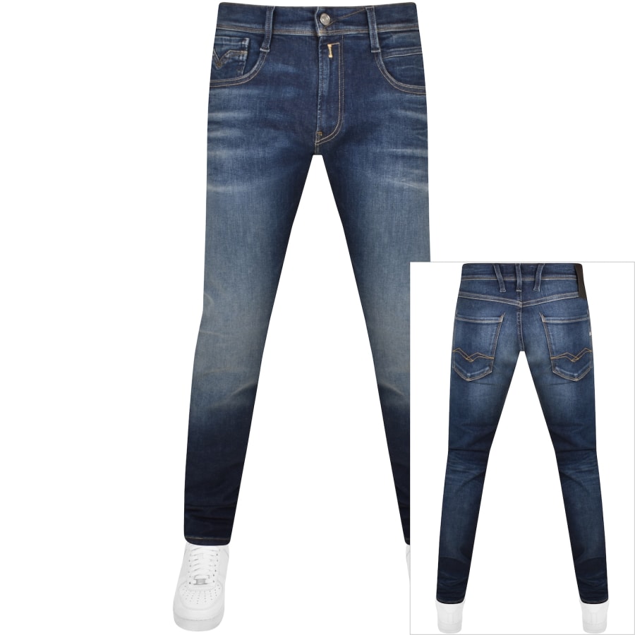 Replay Anbass Hyperflex Slim Fit Jeans Mid Wash